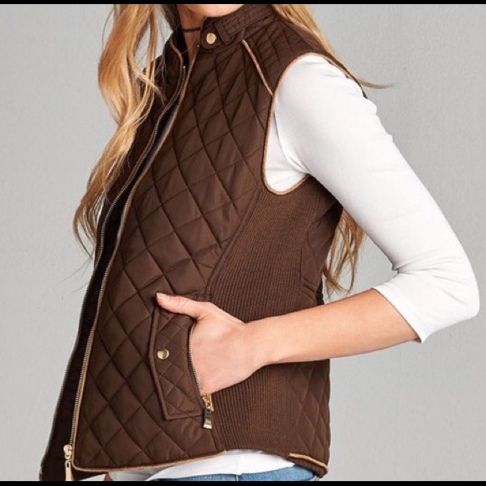 SMALL LEFT! NEW Active USA Brown Quilted Vest - Picture 3 of 5